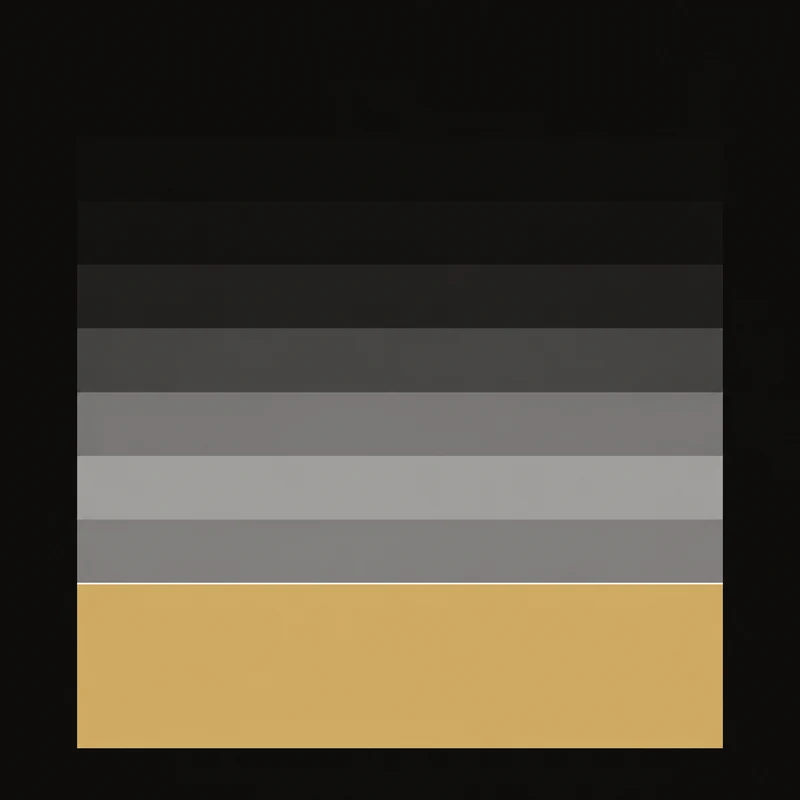 A solid block of colour occupying the lower portion of the frame, separated by a single crisp hairline from a stack of progressively fainter grey bands fading upward.