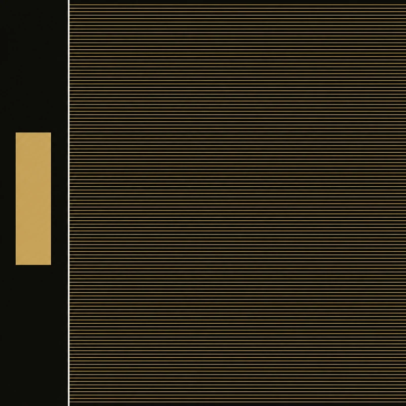A narrow solid block on the left, separated by a vertical rule from a wide field of densely packed horizontal lines filling the rest of the frame.