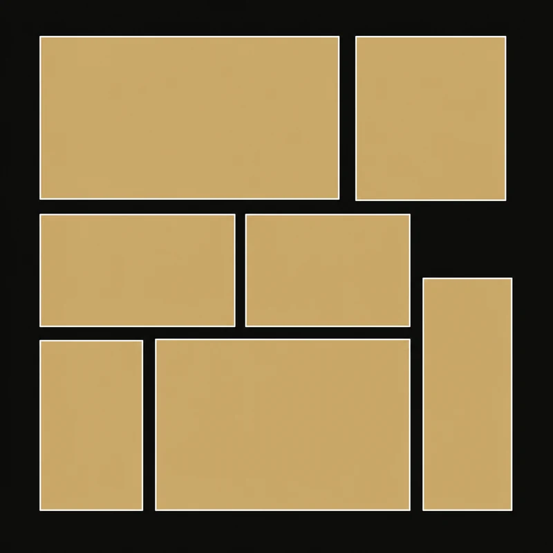 A schematic plan view of a property: seven rooms of varying size drawn as outlines, every one filled with an identical flat wash of colour.