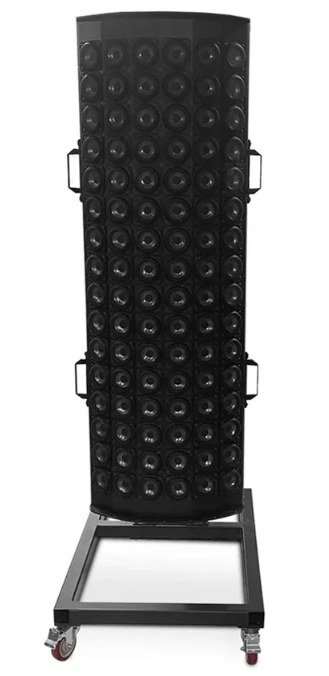 Planar Dynamic Matryxx panel covered edge to edge in dynamic drivers, mounted on a rolling stand